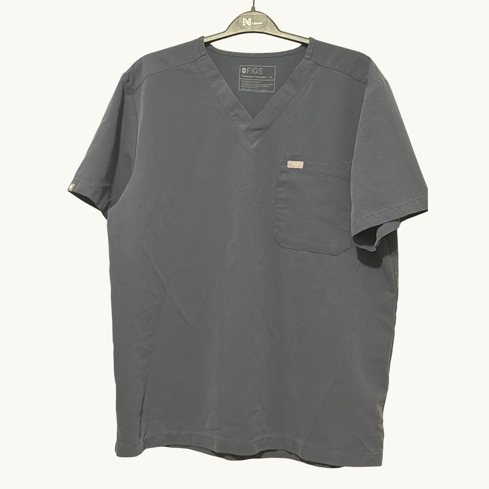 FIGS Technical Collection Leon Scrub Top XL Charcoal Gray V-Neck FM1500 Mens